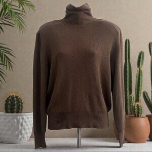 Vintage Ciao Ltd Mock Neck Zip Sweater | Mushroom Brown | Size 12